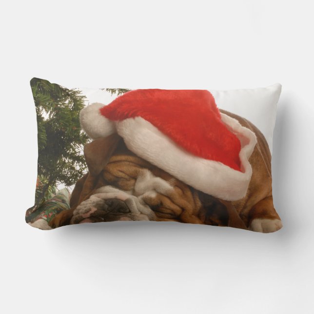 Almofada Lombar Travesseiro inglês do Natal Snoozing do buldogue (Frente)