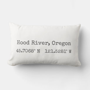 Almofada Lombar Travesseiro Lombal Coordenadas de Hood River, Oreg