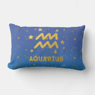 Almofada Lombar Travesseiro Lombar Aquário Azul e Dourado