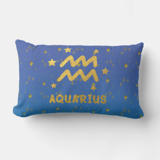 Almofada Lombar Travesseiro Lombar Aquário Azul e Dourado