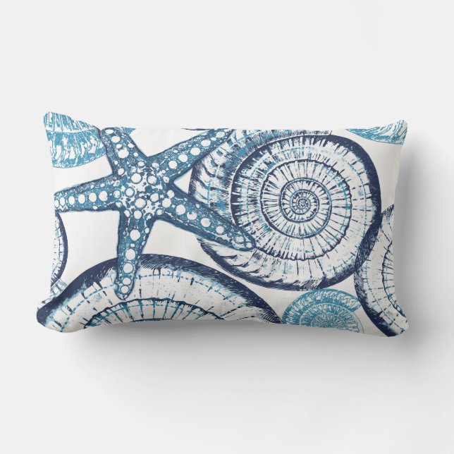 Almofada Lombar Travesseiro lombar branco-azul de Starfish (Frente)