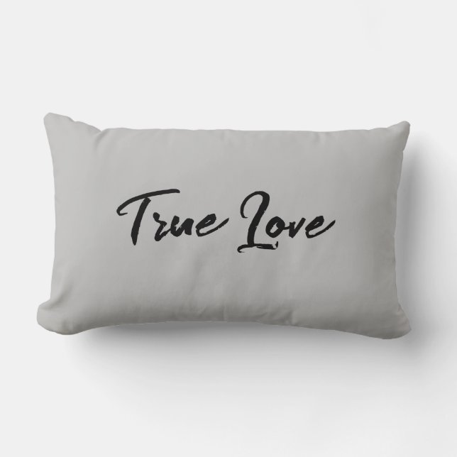 Almofada Lombar Travesseiro Lombar Cinza True Love (Frente)