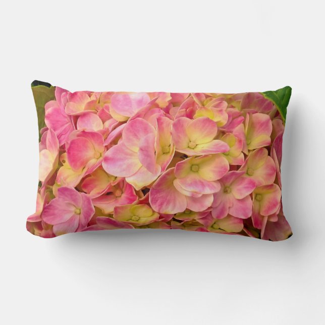 Almofada Lombar Travesseiro lombar das flores da Hydrangea rosa (Frente)