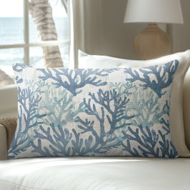 Almofada Lombar Travesseiro lombar de coral azul e branco