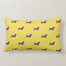 Travesseiro lombar de Daschund - azul telhado na