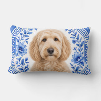 Almofada Lombar Travesseiro Lombar Floral Azul e Branco Goldendood