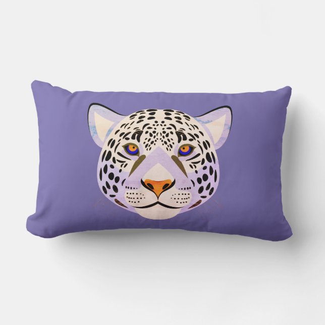 Almofada Lombar Travesseiro lombar Lilac & Orange Leopard Head (Frente)
