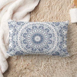 Almofada Lombar Travesseiro Lombar Mandala Azul Empoeirado