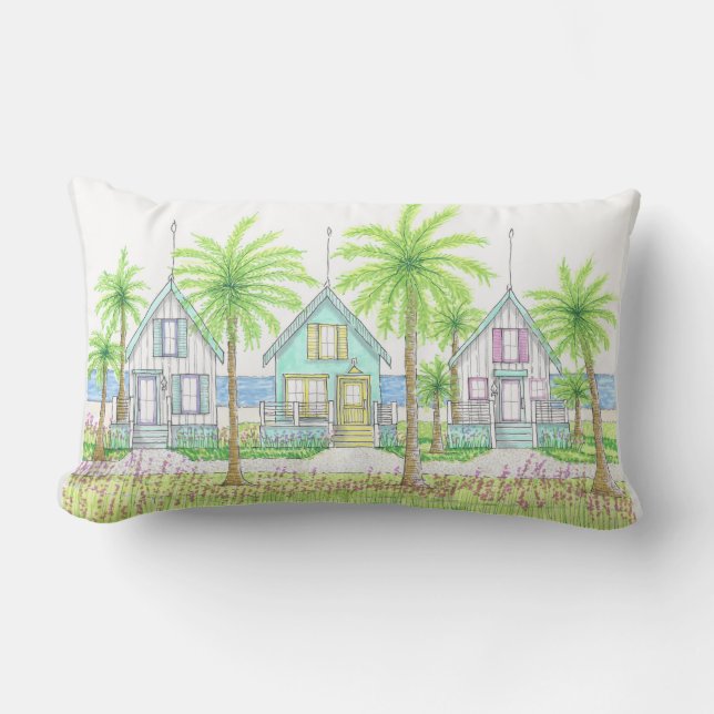 Almofada Lombar Travesseiro Lombar Tropical Shack (Frente)