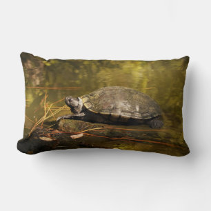 Almofada Lombar Travesseiro lombar - Turtle on Log in Pond
