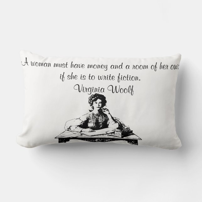 Almofada Lombar Travesseiro Lumbar de Cotação de Virginia Woolf (Frente)