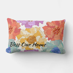 Almofada Lombar Travesseiro-Multi floral do lance abençoa nossa