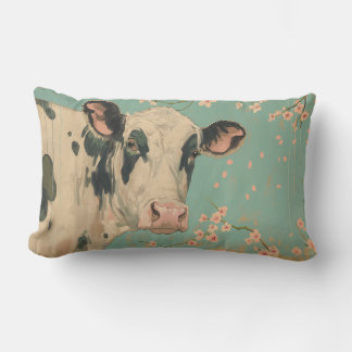 Almofada Lombar Travesseiro Pastel de Vaca e Flores de Cerejeira
