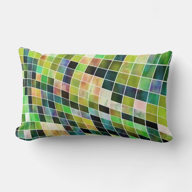 Almofada Lombar Travesseiro Personalizado Abstrato Verde (Frente)