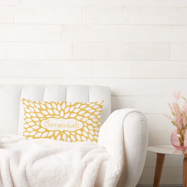 Almofada Lombar Travesseiro Personalizado Amarelo da Flor de Inter (Sofá)