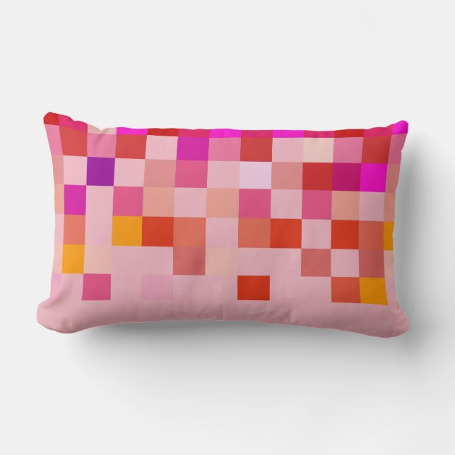 Almofada Lombar Travesseiro Pixel Modern Rosa Pink Pattern (Frente)