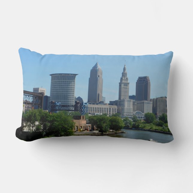 Almofada Lombar Travesseiro River View Cleveland Ohio (Frente)