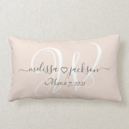 Almofada Lombar Travesseiro Romântico com Nomes, Iniciais e Data