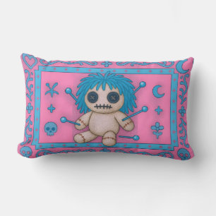 Almofada Lombar Travesseiro Rosa + Turquesa Blue Voodoo Dolly
