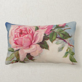 Almofada Lombar Travesseiro Vintage Rosa Lumbar de 13" x 21"