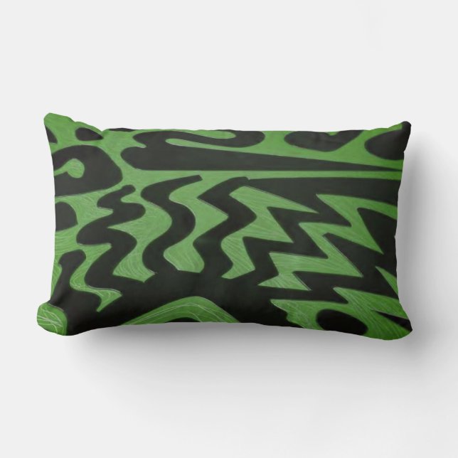 Almofada Lombar Travesseiro Zigzag Verde Funky (Frente)
