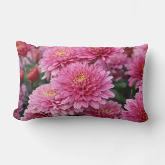 Almofada Lombar Travesseiros decorativos com crisântemos rosa vibr