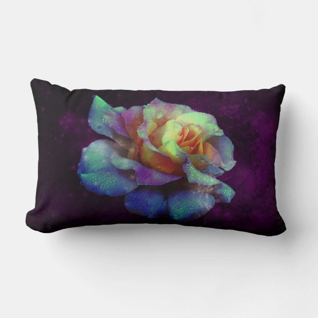 Almofada Lombar Travesseiros decorativos de Rosa de Turquesa roxos (Frente)