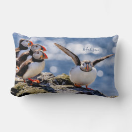 Almofada Lombar travesseiros decorativos Puffin de nome personaliz