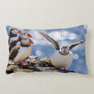 Almofada Lombar travesseiros decorativos Puffin de nome personaliz