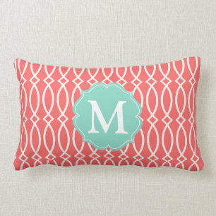 Almofada Lombar Treliça moderna coral elegante personalizada