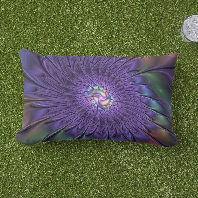 Almofada Lombar Trendy Colorful Modern Abstrato Fractal (Grama)