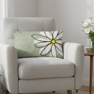 Almofada Lombar Trendy Modern White Doodle Daisy Cinza