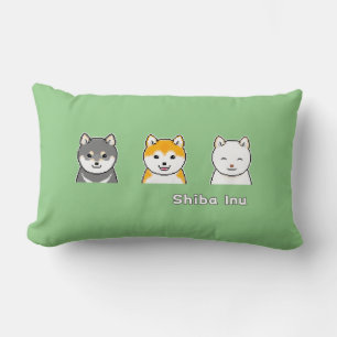 Almofada Lombar Três Shiba Inus Com Cores Casaco Diferentes