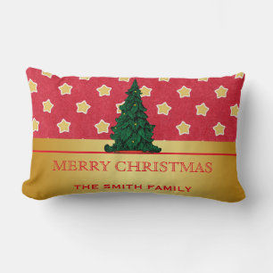 Almofada Lombar Trilha de Natal Dourada Glitter Star