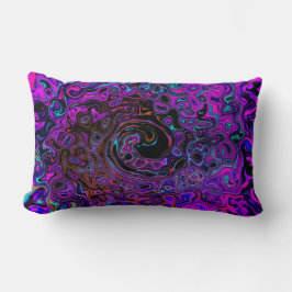Almofada Lombar Tripante Preto e Magenta Líquido Remoinho Retro