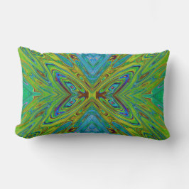 Almofada Lombar Trippy Chartreuse e Blue Abstrato Butterfly