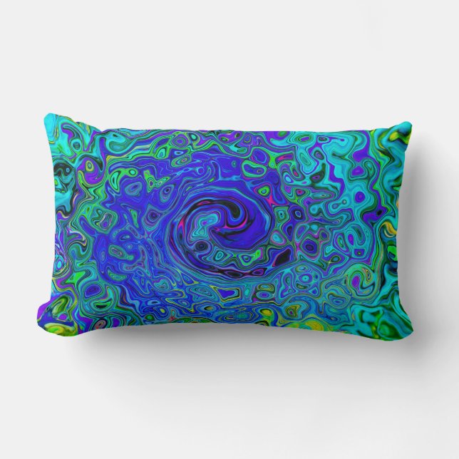 Almofada Lombar Trippy Violet Blue Abstrato Retro Liquid Swirl (Frente)