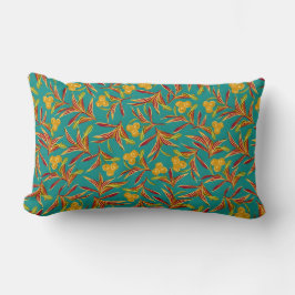 Almofada Lombar Tropical Pattern with Red and Yellow Leaves