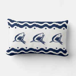 Almofada Lombar Tubarão-azul e branco