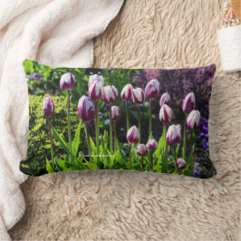 Almofada Lombar Tulipas Púrpuras Florais Elegantes