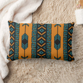 Almofada Lombar Turquesa Laranja Sudoeste Tribal Aztec Padrão
