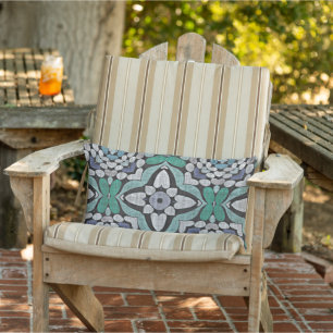 Almofada Lombar Turquesa Verde Teal Azul Preto Oribal Arte Tribal