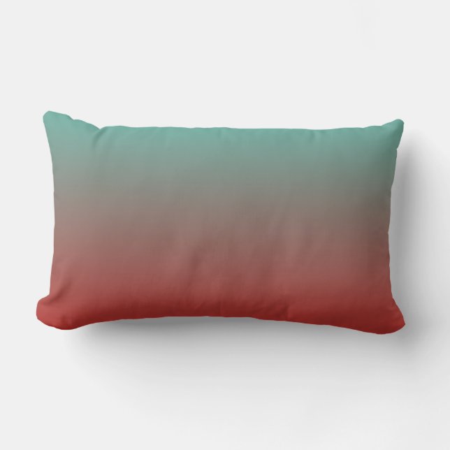 Almofada Lombar Turquesa Vermelho Ombre (Frente)
