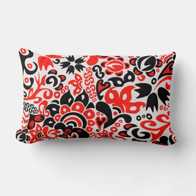 Almofada Lombar Ukrainian ethnic folk art floral pattern absrtact  (Frente)