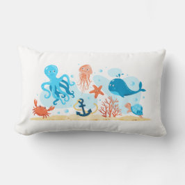 Almofada Lombar Um mundo submarino bonito. Aquático. Vida no ocean