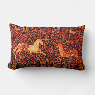 Almofada Lombar UNICORN E DEER,FLORES,ANIMAIS FLORESTAIS Red Flora