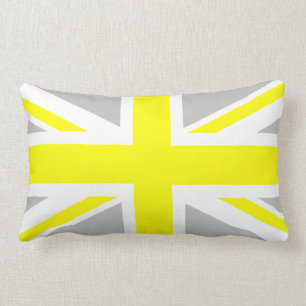 Almofada Lombar Union Jack cinzento e amarelo da luz -