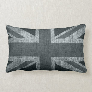 Almofada Lombar Union Jack rústico nos cinzas