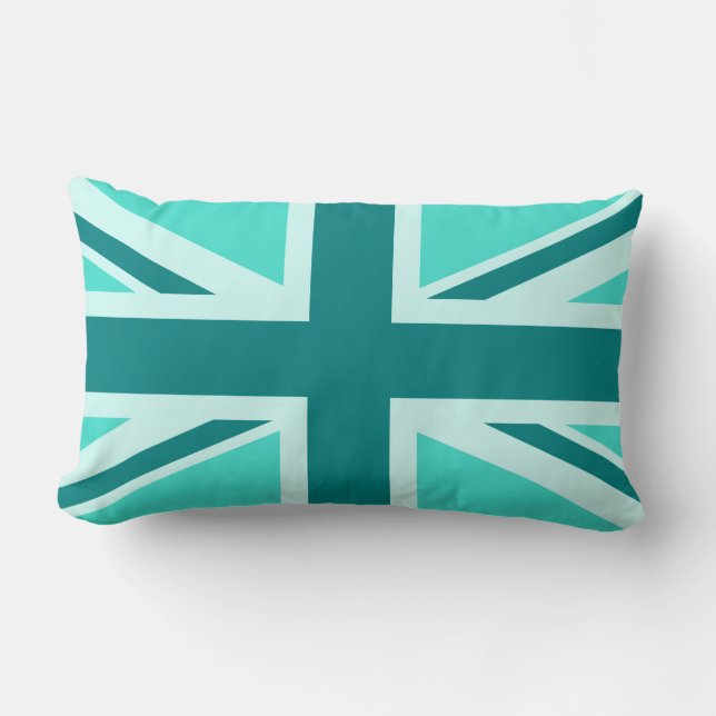 Almofada Lombar Union Jack Turquesa e Verde 2 (Frente)