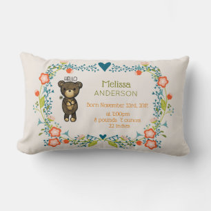 Almofada Lombar Urso Castanho-Gelado com Nascimento Amarelo da Flo